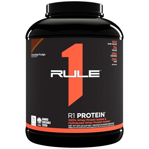 Rule 1 Whey Protein Powder - Chocolate Fudge 5 lbs Premium Whey Blend
