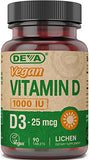 Deva Vegan Vitamin D3 1000 IU - 90 Count for Bone & Immune Health