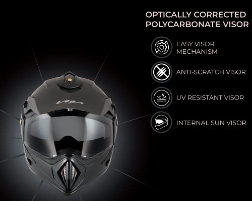 Vega Off Road D/V Black Helmet - Large Size, Durable Protection for Riders