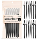 Kitsch Pro Dermaplaning Tool Set - 12 Pack Facial Hair Removal Razors for Women