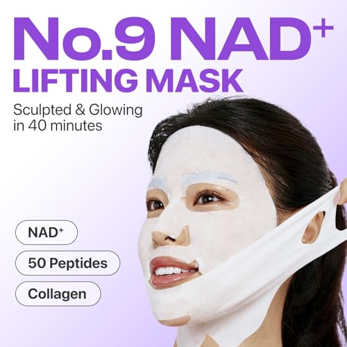 numbuzin No.9 NAD Bio Lifting Full Cover Facial Mask – Anti-Aging Sheet Mask with NAD+ & Collagen (4ea + Gift)