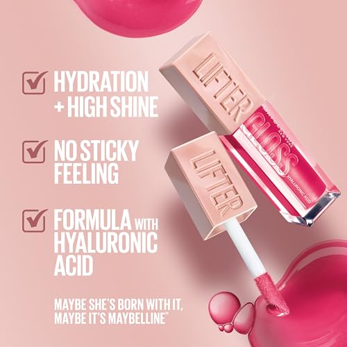 Maybelline New York Lifter Gloss Hydrating Lip Gloss with Hyaluronic Acid - Taffy Sheer Berry | 1 Count