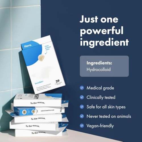Invisible Hydrocolloid Acne Pimple Patch Ultra Thin Spot Treatment (39 Count) | Vegan & Cruelty-Free for Face & Day Use