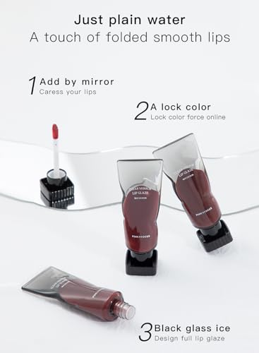 L&Wen Jelly Lip Gloss - Mirror Long Lasting Waterproof Non Stick High Pigmented Glossy Liquid Lipstick, Moisturizing Hydrating Lip Stain - Red 02