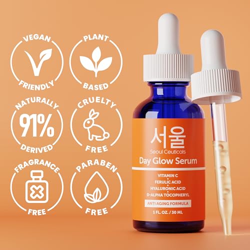 SeoulCeuticals 20% Vitamin C Hyaluronic Acid Serum + CE Ferulic Acid - Anti-Aging Korean Beauty Serum 1oz