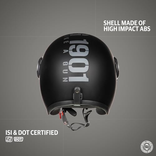 Royal Enfield MLG ABS Open Face Helmet with Visor - Matt Black & Dark Grey (L, 60 cm)