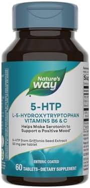Nature's Way 5-HTP, Calms Nerves and Supports Appetite*, L-5-Hydroxytryptophan, Vitamins B6 & C, Griffonia Bean Extract 50 mg Per Tablet, 60 Count