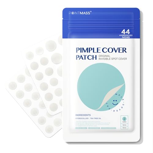 POINTMASS Ultra-Thin Acne Patches with Tea Tree Oil - 44 Count Hydrocolloid Zit Stickers