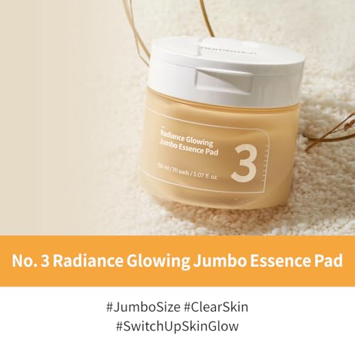 numbuzin No.3 Radiance Glowing Jumbo Essence Pad 70 Pads - Vegan Biodegradable Skincare