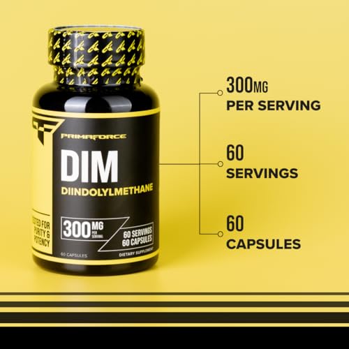Primaforce DIM Supplement 300mg Diindolylmethane - 60 Capsules for Hormonal Balance & Detox Support