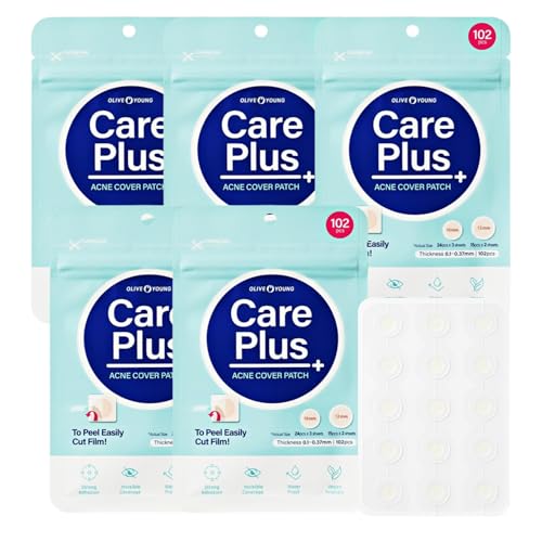 OLIVE YOUNG Care Plus Spot Patch - Hydrocolloid Acne Pimple Patch (510 Count, Pack of 5)