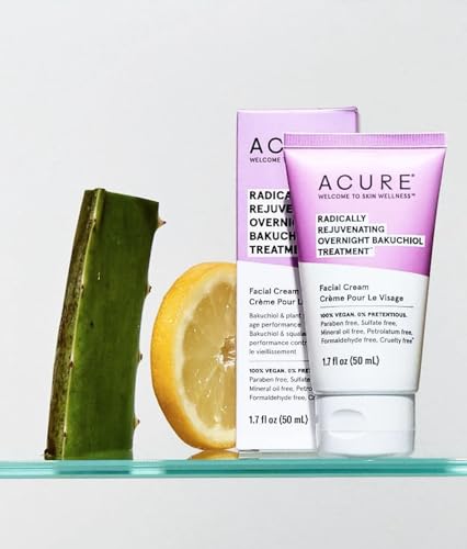 Acure Radically Rejuvenating Bakuchiol Overnight Treatment - Plant Squalane Retinol Alternative - Vegan & Paraben-Free - 1.7 Fl Oz