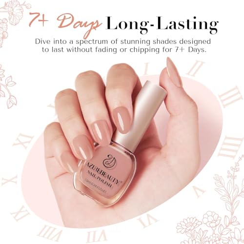 AZUREBEAUTY Nude Nail Polish Set - Light Brown Quick Dry Lacquer (2 PCS)