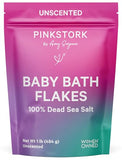 Pink Stork Baby Bath Flakes - Magnesium Bath Salts for Infants & Toddlers - 16 oz