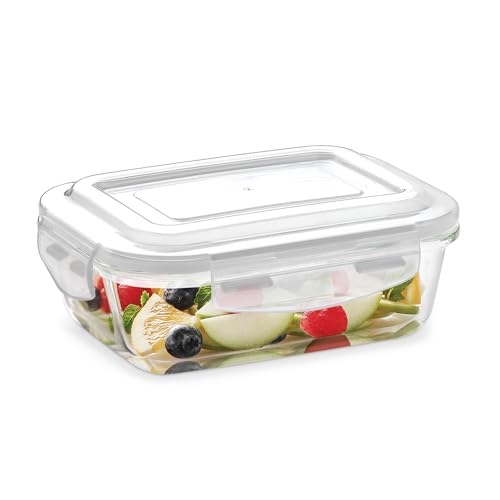 Borosil Klip-N-Store Rectangular Glass Food Storage Container with Air-Tight Lid - 370ml