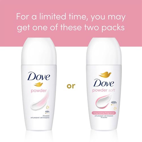 Dove Powder Anti-Perspirant Roll On Deodorant - 48H Protection, 6x 50ml