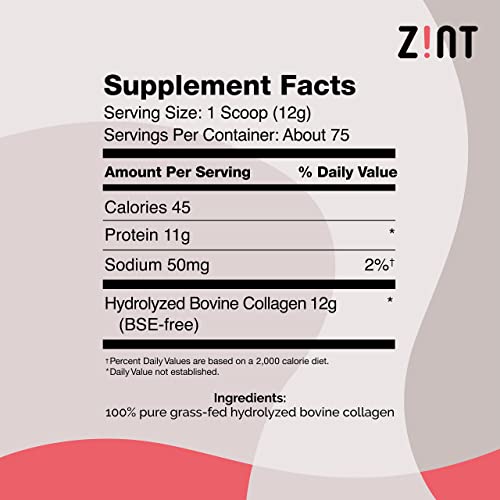 Zint Grass-Fed Hydrolyzed Collagen Peptides Powder (32 oz) - Unflavored, Keto & Paleo Friendly