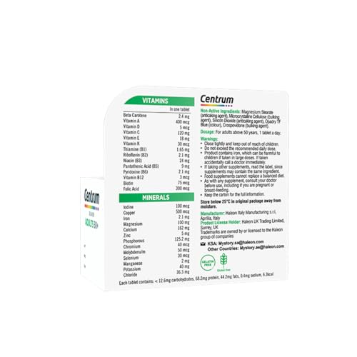 Centrum 50+ Silver Multivitamins 30 Tabs - age 50+ Daily Immunity Support