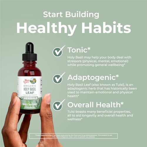 MaryRuth Organics Organic Holy Basil Leaf Liquid Drops (30ml) - Adaptogen Support