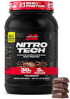 Muscletech Nitro Tech, Whey Peptides & Isolate Lean Musclebuilder Whey Protein Powder, Milk Chocolate, 10lbs (4.54kg)