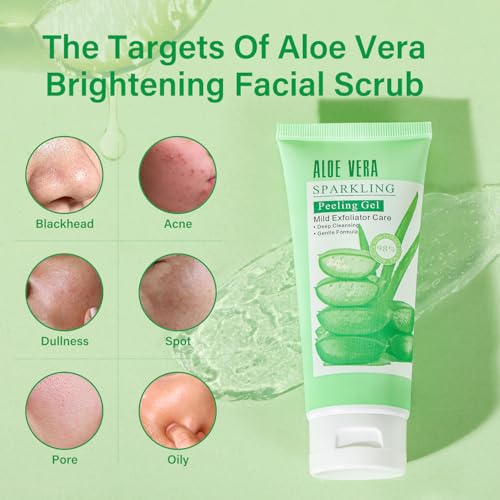 Aloe Vera Peeling Gel - Sparkling Facial Scrub for Deep Cleansing & Gentle Exfoliation | All Skin Types