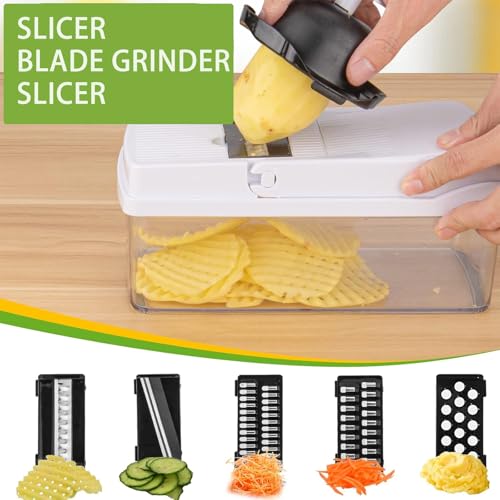 22-in-1 Multi-Functional Vegetable Chopper & Mandoline Slicer with Container