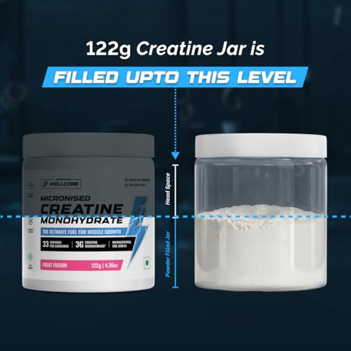 Wellcore Pure Micronised Creatine Monohydrate - Fruit Fusion (33 Servings) | Rapid Absorption for Muscle Strength & Power