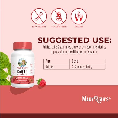 MaryRuth Organics Vegan CoQ10 Raspberry Gummies - Antioxidant & Energy Support