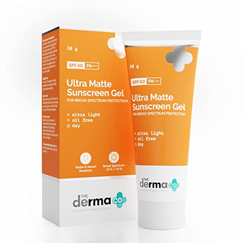 The Derma Co Ultra Matte Sunscreen Gel SPF 60 PA+++ - Oil-Free, Lightweight, Non-Greasy, 50g