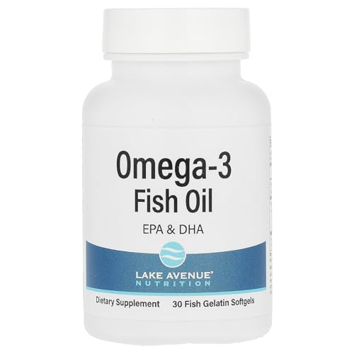 Lake Avenue Nutrition Omega-3 Fish Oil, 30 Softgels (1250mg)
