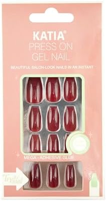 Katia Press-on Gel Coffin Nails - Maroon (08)