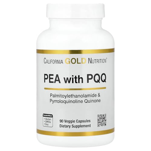 California Gold Nutrition PEA 300mg + PQQ 10mg - Nerve & Cognitive Support - 90 Veggie Capsules