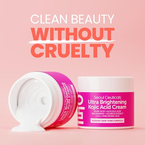 SeoulCeuticals Korean Kojic Acid Cream - Dark Spot Remover with Glycolic Acid, Niacinamide & Cica - Cruelty-Free K-Beauty Skincare (2oz)