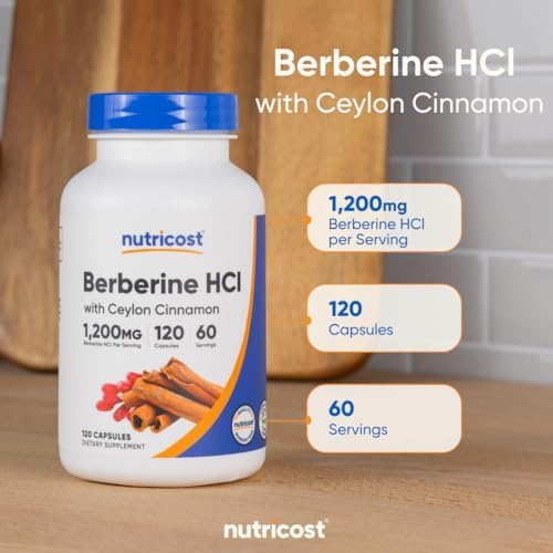 Nutricost Berberine HCI with Ceylon Cinnamon - 120 Capsules, Non-GMO