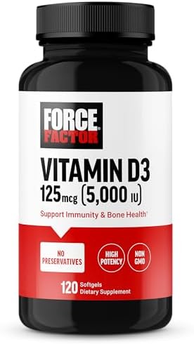 Force Factor, Vitamin D3, 125 mcg (5,000 IU), 120 Softgels