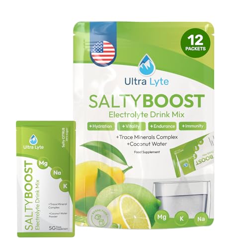 Ultra Lyte SaltyBoost Drink Mix - Salty Citrus Electrolytes Powder - 12 Sachets