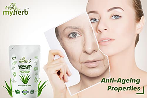 MYHERB 100% Pure Natural Organic Aloe Vera Powder - 227g for Skin, Hair & Food Grade Use