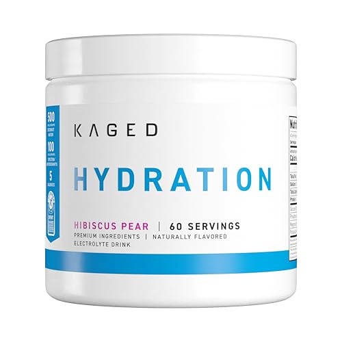 Kaged Electrolytes Muscle Hydra-Charge Powder - 60 Servings Hibiscus Pear - Premium Hydration Formula