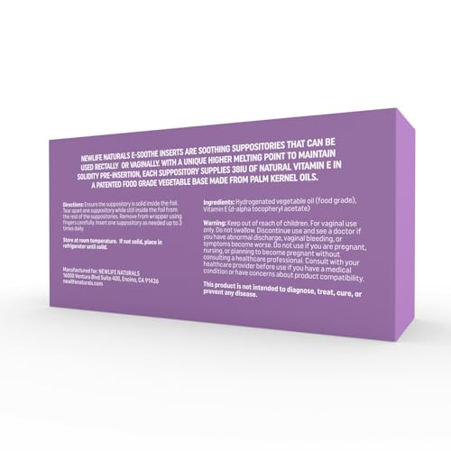 NewLife Naturals Vitamin E Suppositories 38IU - Natural Dryness & Menopause Relief, 24 Inserts
