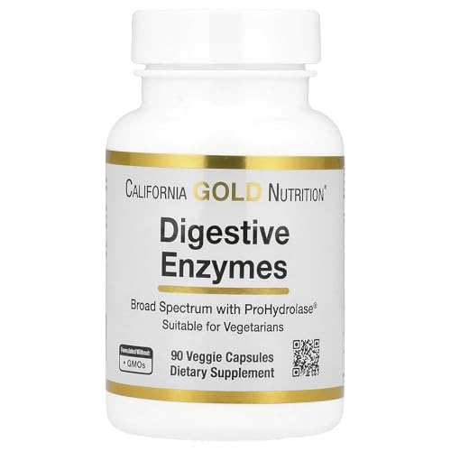 California Gold Nutrition Digestive Enzymes – ProHydrolase® & Amylase Blend – 90 Veggie Capsules for Optimal Digestion & Nutrient Absorption