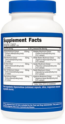 Nutricost Mushroom Complex Supplement - 120 Capsules with 10 Mushroom Blend