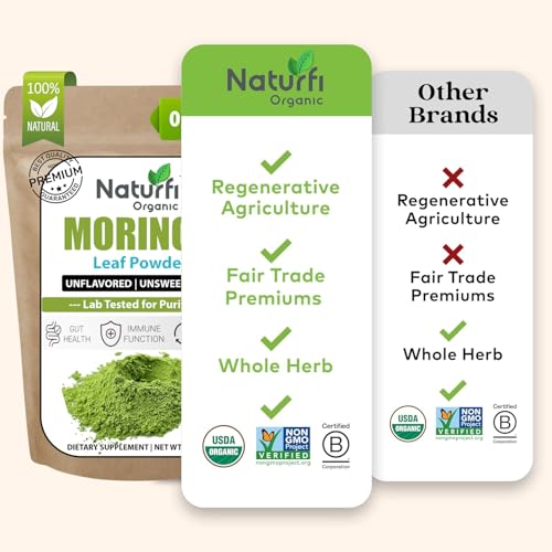Organic Moringa Powder - 100% Pure Moringa Oleifera Leaf Powder - 3.5 Oz (100g) - USDA Certified - Perfect for Smoothies & Recipes