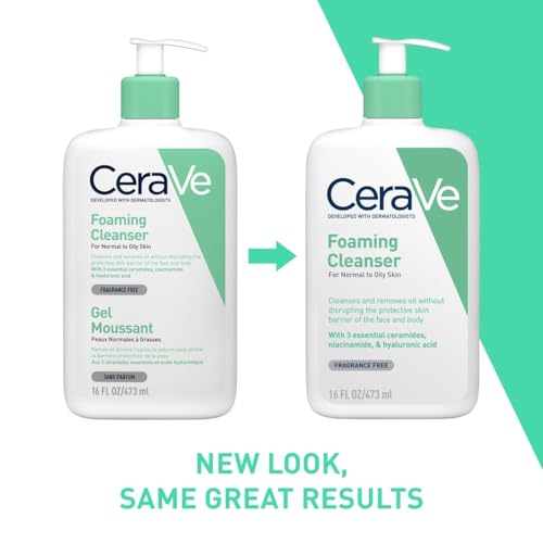 CeraVe Foaming Cleanser for Oily Skin 473ml, Hyaluronic Acid, Fragrance Free