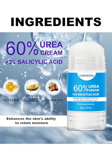 60% Urea & 2% Salicylic Acid Foot Cream – Intensive Moisturizer for Cracked Heels & Rough Skin (40g)