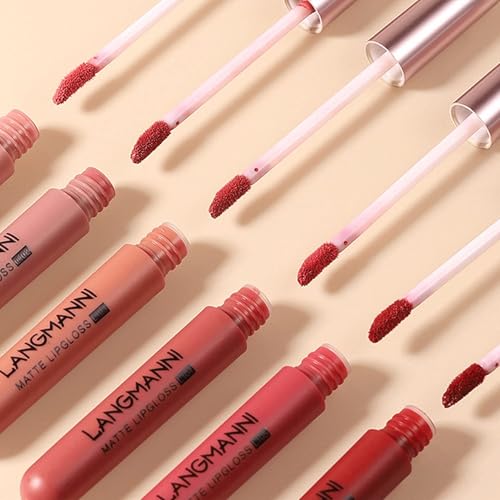 Khazna 6 Pcs Matte Liquid Lipstick Set Velvet Muddy Finish Long Lasting Waterproof