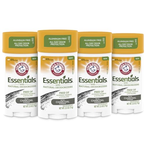 ARM & HAMMER Essentials Charcoal Deodorant 4-Pack - Natural Odor Protection
