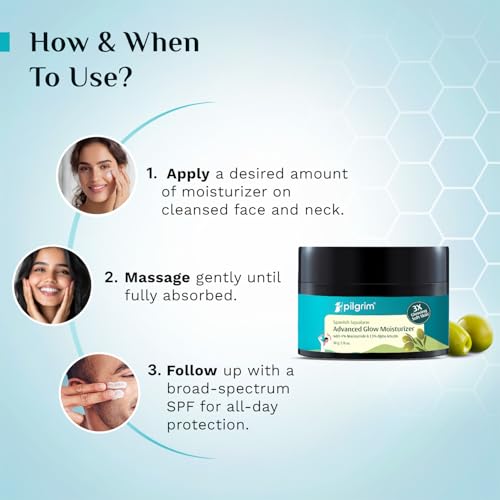 Pilgrim Squalane Glow Moisturizer Cream - Niacinamide & Vitamin C - For Dry Skin - 50gm