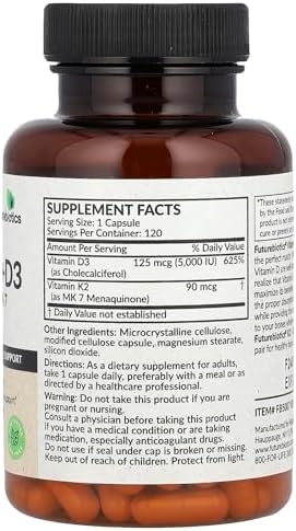 FutureBiotics Vitamin K2 + D3 (MK-7) - Bone & Heart Health Support - 120 Capsules