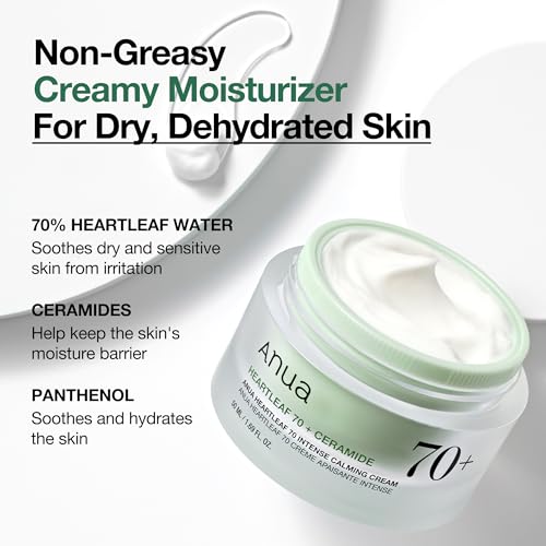 ANUA 70 CALMING CREAM WITH CERAMIDE & PANTHENOL FOR SENSITIVE SKIN - KOREAN HYDRATION
