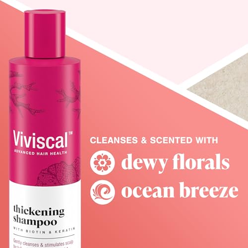 Viviscal Thickening Shampoo - Biotin & Keratin with Marine Collagen & Seaweed Extract for Naturally Thicker, Fuller-Looking Hair 250ml